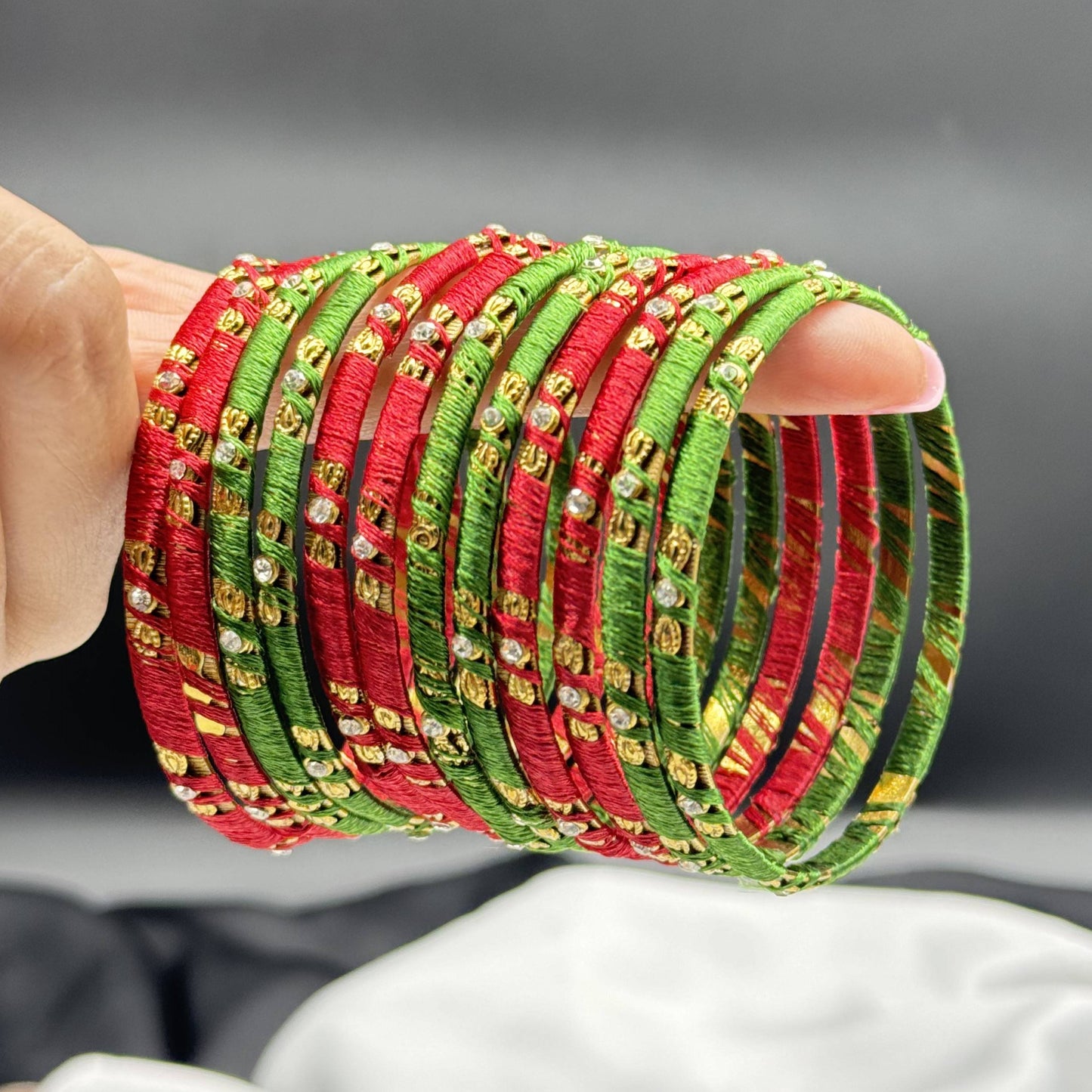 Reshmi Red&Green Bangles