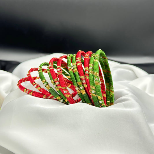 Reshmi Red&Green Bangles