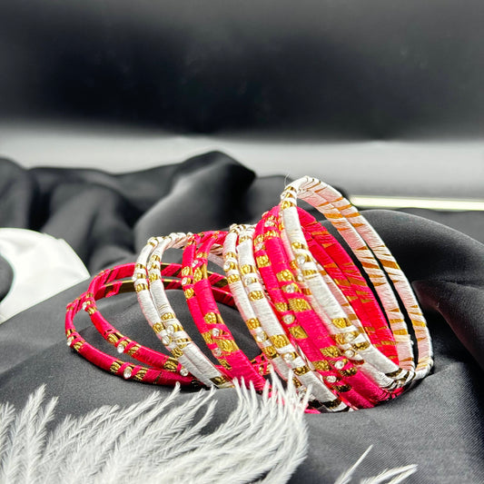 Reshmi White&Pink Bangles