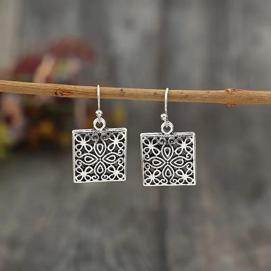 Square hollow Flower Earrings
