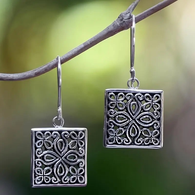 Square hollow Flower Earrings